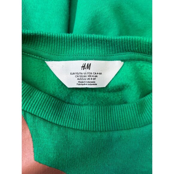 H&M Kids Green Christmas Sweatshirt Santa Penguin Reindeer Novelty Ugly Sweater - Picture 4 of 8